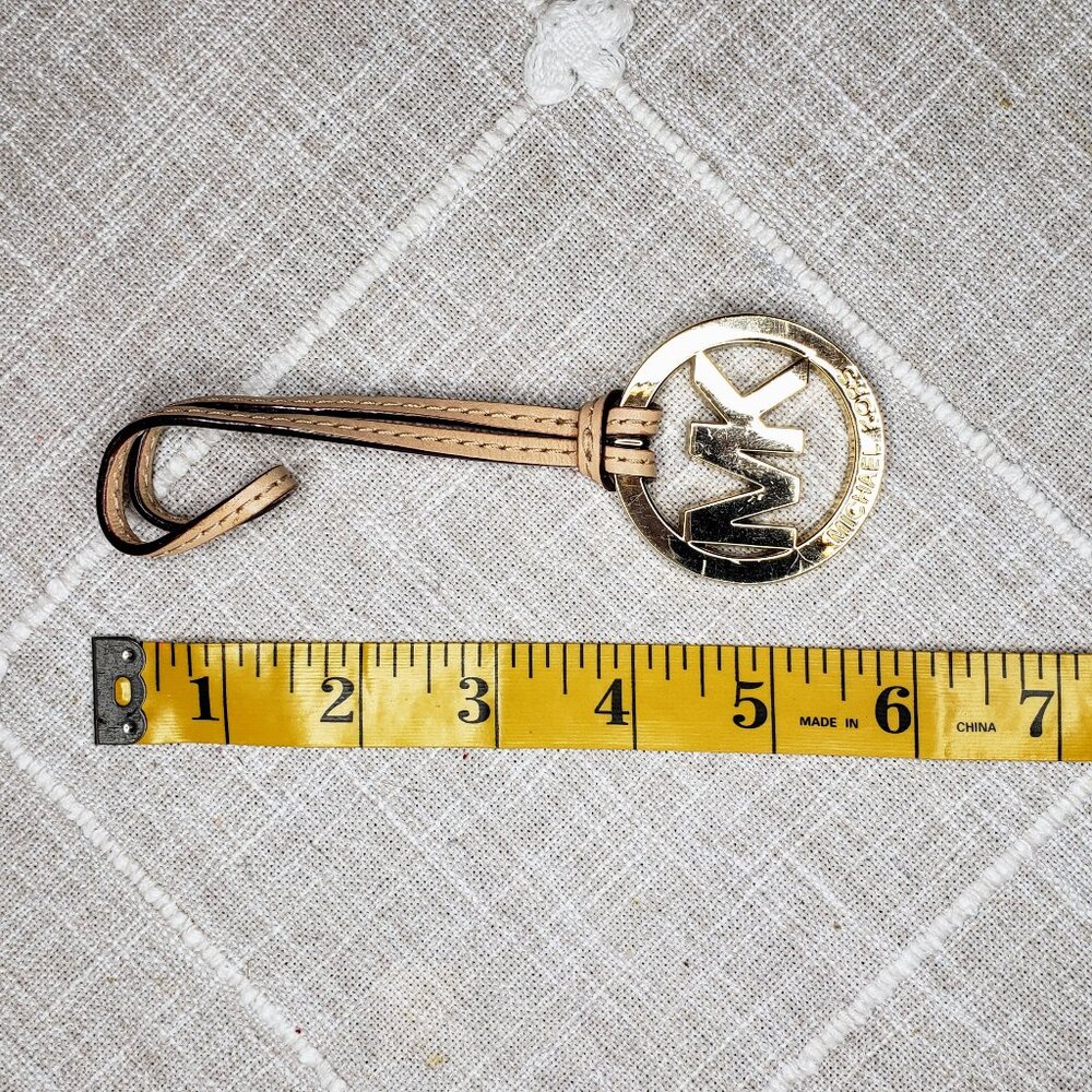 Michael Kors MK Bag Charm Replacement - Beige Leather & Gold Tone Metal